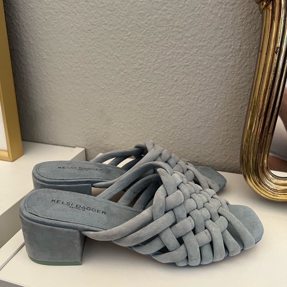 NWT Kelsi Dagger light blue mules
